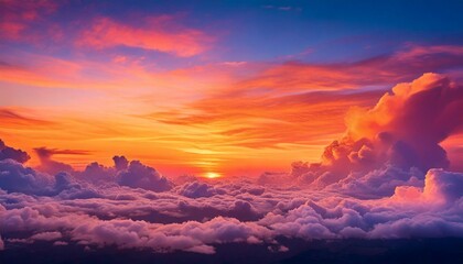  A backdrop with clouds illuminated by the setting sun, featuring soft shades of orange