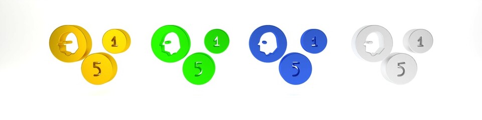 Colorful Coin money icon isolated on white background. Banking currency sign. Cash symbol. Minimalism concept. 3D render illustration