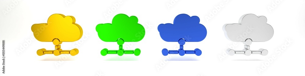 Poster colorful network cloud connection icon isolated on white background. social technology. cloud comput