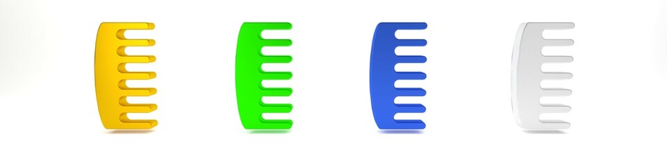 Colorful Hairbrush icon isolated on white background. Comb hair sign. Barber symbol. Minimalism concept. 3D render illustration