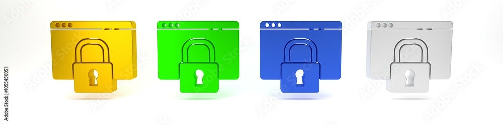 Poster colorful secure your site with https, ssl icon isolated on white background. internet communication 