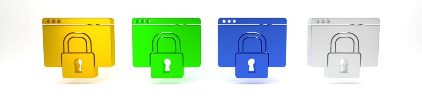 Colorful Secure your site with HTTPS, SSL icon isolated on white background. Internet communication protocol. Minimalism concept. 3D render illustration
