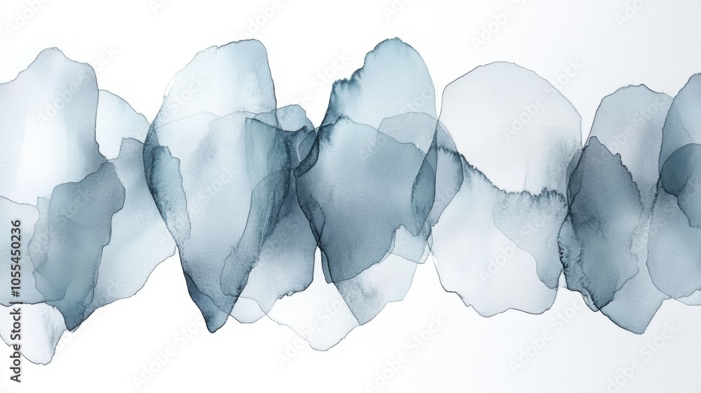 Poster dynamic interplay of blue and white paint strokes on a pristine white , creating an abstract texture