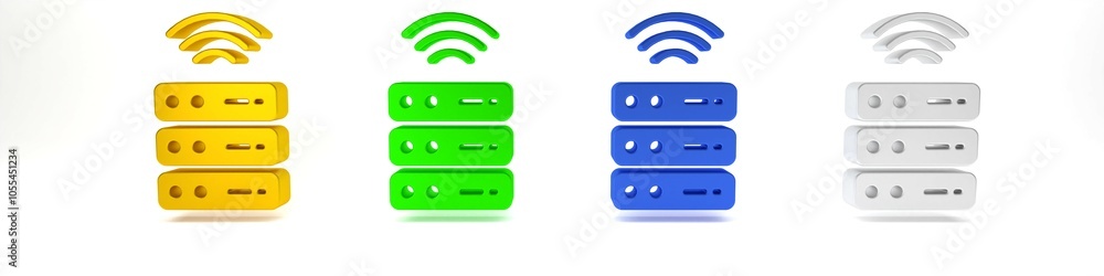 Poster colorful smart server, data, web hosting icon isolated on white background. internet of things conce