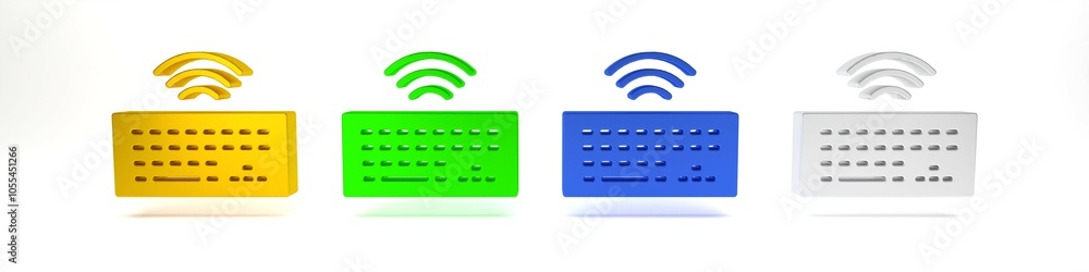 Poster colorful wireless computer keyboard icon isolated on white background. pc component sign. internet o