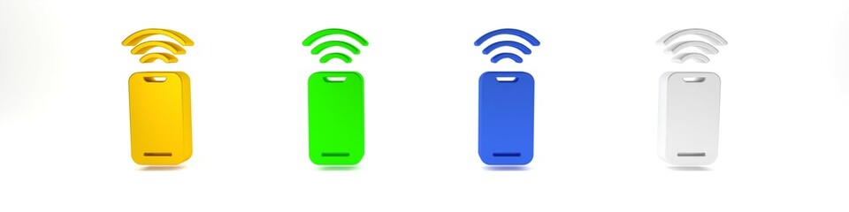 Colorful Wireless smartphone icon isolated on white background. Minimalism concept. 3D render illustration