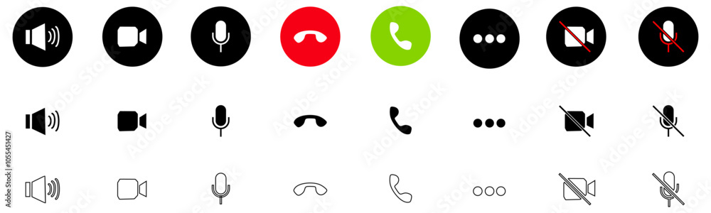 Aufkleber set of video call icon. video conference. video call chat screen vector buttons template for on-line