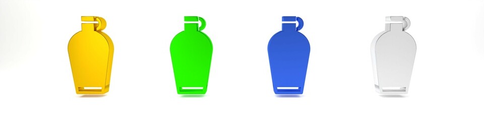 Colorful Canteen water bottle icon isolated on white background. Tourist flask icon. Jar of water use in the campaign. Minimalism concept. 3D render illustration