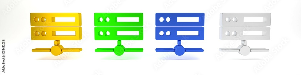 Poster colorful server, data, web hosting icon isolated on white background. minimalism concept. 3d render 