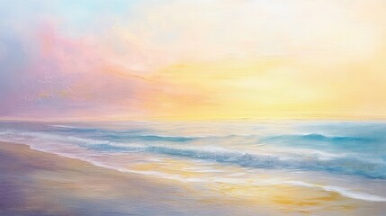 Obraz premium Watercolor painting of a seascape at sunset.