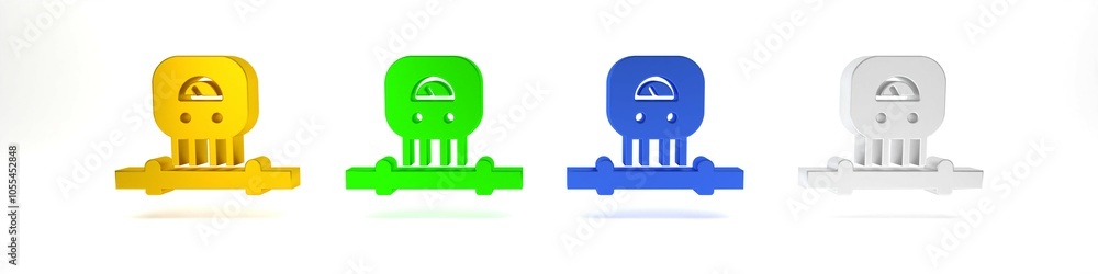 Aufkleber colorful smart sensor system icon isolated on white background. internet of things concept with wire
