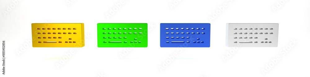 Poster colorful computer keyboard icon isolated on white background. pc component sign. minimalism concept.