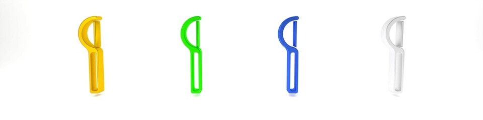 Colorful Dental floss icon isolated on white background. Minimalism concept. 3D render illustration