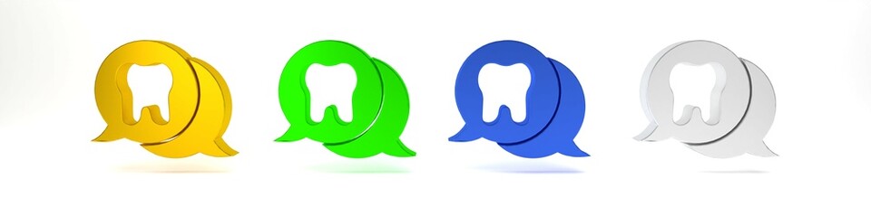 Colorful Tooth icon isolated on white background. Tooth symbol for dentistry clinic or dentist medical center and toothpaste package. Minimalism concept. 3D render illustration