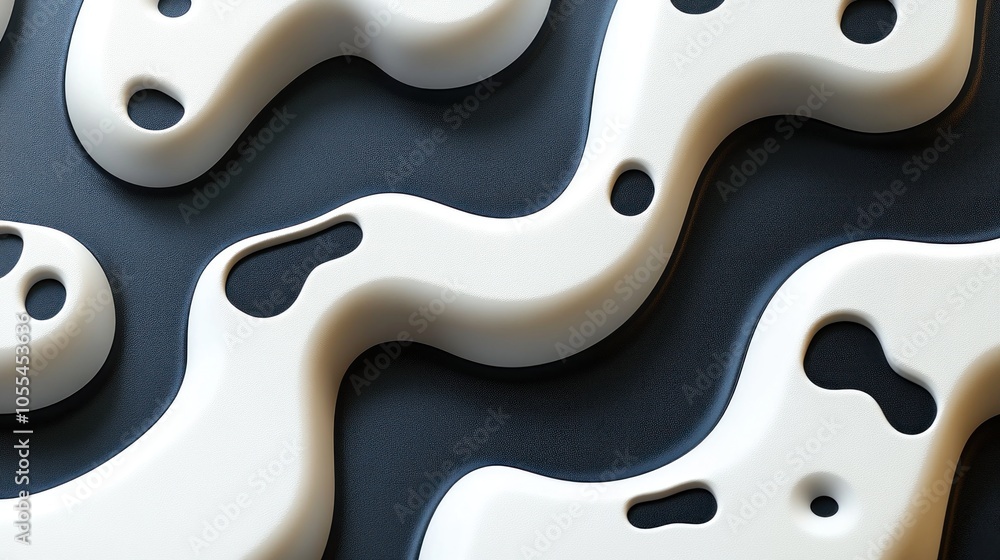 Poster abstract white and black textured pattern with circular cutouts