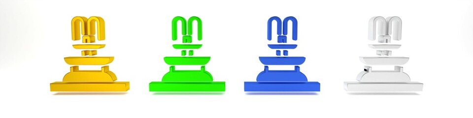 Colorful Fountain icon isolated on white background. Minimalism concept. 3D render illustration