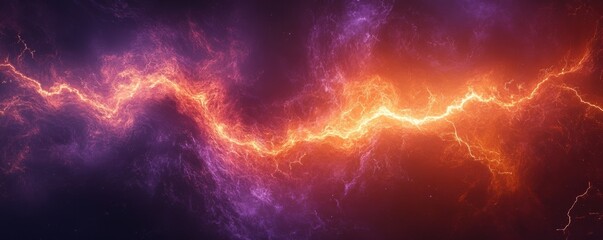 A Mesmerizing Display of Vibrant Electric Sparks in a Cosmic Color Spectrum of Purple and Orange