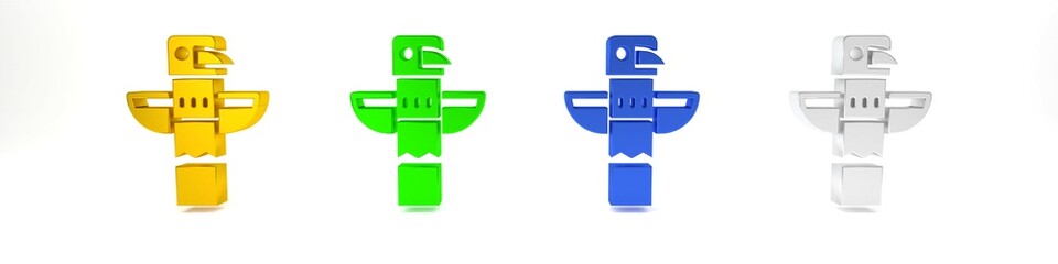 Colorful Canadian totem pole icon isolated on white background. Minimalism concept. 3D render illustration