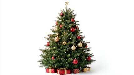 Obraz premium decorated Christmas tree isolated on a white background 