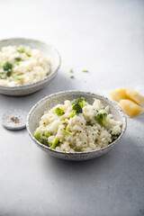 Broccoli risotto with parmesan cheese