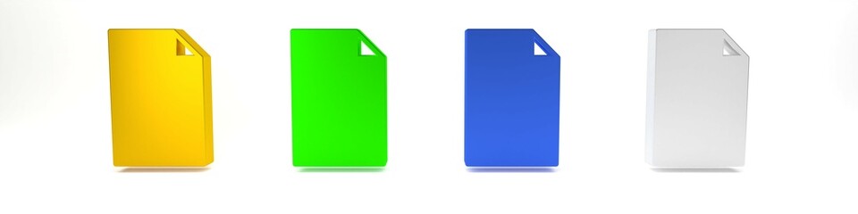 Colorful Empty document icon isolated on white background. Checklist icon. Business concept. Minimalism concept. 3D render illustration