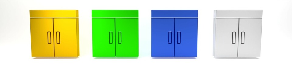 Colorful Wardrobe icon isolated on white background. Minimalism concept. 3D render illustration