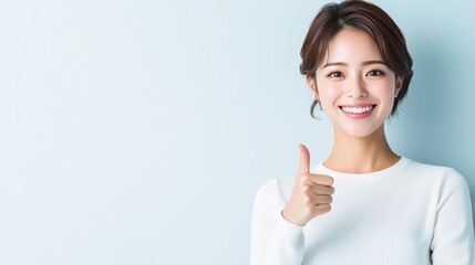 woman showing thumbs up