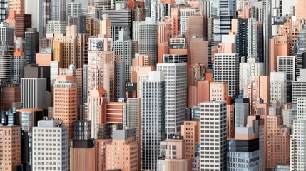 Fototapeta premium Abstract Modern Cityscape: A Panoramic 3D Illustration Journey