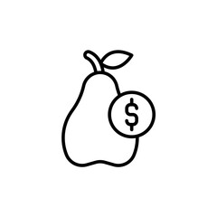 Pear price outline icons, minimalist vector illustration ,simple transparent graphic element .Isolated on white background