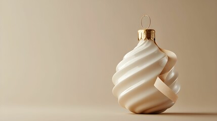ikona 3D, bombka, choinka, ozdoba świąteczna, minimalizm, święta, Boże Narodzenie, pastelowe tło, ilustracja cyfrowa, detale, elegancja, złoto, dekoracja, tradycja, nostalgia, przytulność, zima, świąt