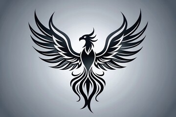 Obraz premium Graceful Phoenix Bird Logo Design - Symbol of Creative Freedom and Revival
