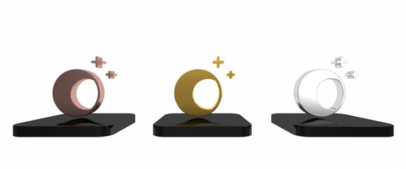 Colorful Moon and stars icon isolated on white background. Minimalism concept. 3D render illustration