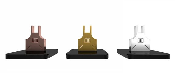 Colorful Kitchen apron icon isolated on white background. Chef uniform for cooking. Minimalism concept. 3D render illustration