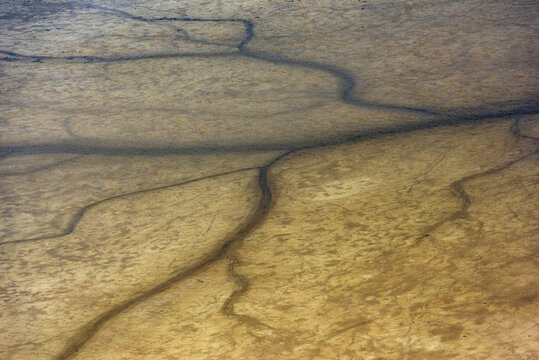 Aerial view of beautiful patterns and textures in Onega Bay, Karelia Republic, Russia.
