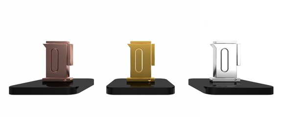 Colorful Kettle with handle icon isolated on white background. Teapot icon. Minimalism concept. 3D render illustration