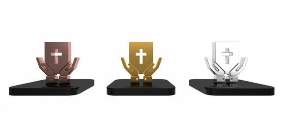 Colorful Oath on the Holy Bible icon isolated on white background. The procedure in court. Truth and truth. Promise before god. Minimalism concept. 3D render illustration