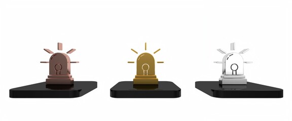 Colorful Flasher siren icon isolated on white background. Emergency flashing siren. Minimalism concept. 3D render illustration