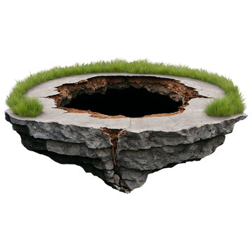 A Stunning Visualization of a Sinkhole on a Transparent Background Perfect for Educational and Informative Design Projects