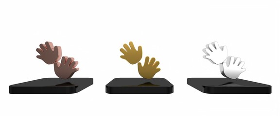 Colorful Baby hands print icon isolated on white background. Minimalism concept. 3D render illustration