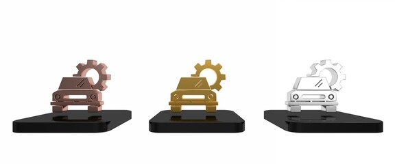 Fototapeta premium Colorful Car service icon isolated on white background. Auto mechanic service. Repair service auto mechanic. Maintenance sign. Minimalism concept. 3D render illustration
