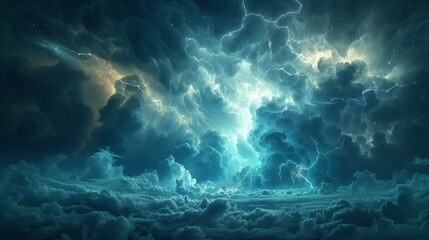 Dramatic Storm Clouds with Lightning Bolts Thunderstorm Sky Nature Background