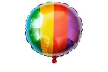 A vibrant rainbow balloon celebrating love and diversity floats gracefully in the air