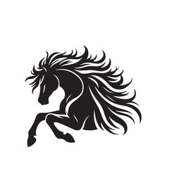 Fototapeta premium Beautiful Black And White Horse Head Silhouette, horse head vector, isolated on white background, black and white, Basic simple Minimalist, Image for logo, design and tattoo.stallion horse, running