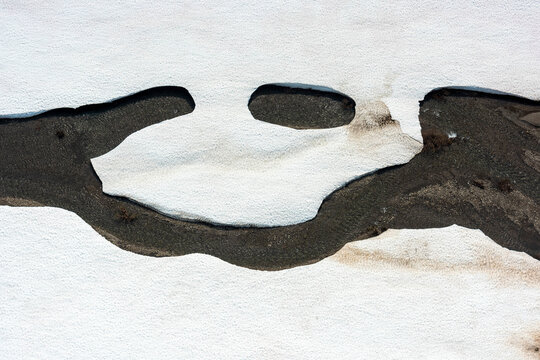 Aerial view of serene and pristine frozen landscape with snow and ice, Russia.