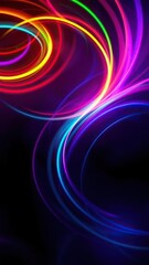 Dark neon colors swirling together in an abstract background, creating a mesmerizing and vibrant display of light and color, texture, radiant
