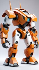 Futuristic orange robot with advanced technology and modern design