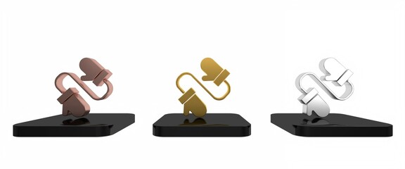 Colorful Pair of knitted christmas mittens icon isolated on white background. Mitten icon. Merry Christmas and Happy New Year. Minimalism concept. 3D render illustration