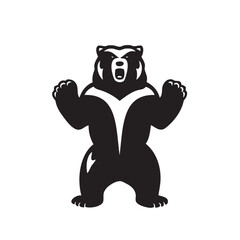 Fototapeta premium Vector illustration depicting an angry bear with a grinning mouth. Fierce bear. Drawing of a bear for a logo, print for a T-shirt, website, poster. Design element. Tattoo.