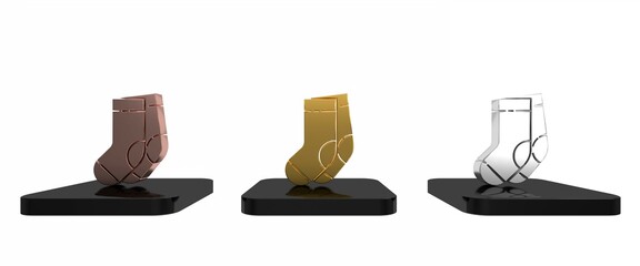 Colorful Socks icon isolated on white background. Minimalism concept. 3D render illustration