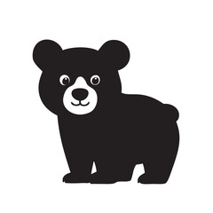 Naklejka premium Teddy Silhouette Cute Bear Icon, Childhood Symbol, Flat Vector Illustration